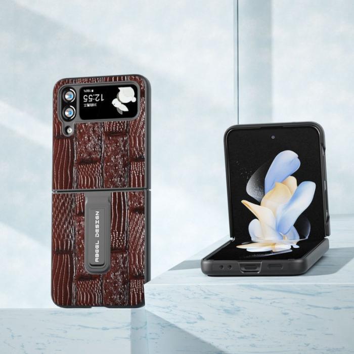 ABEEL - ABEEL Samsung Galaxy Z Flip4 5G Skal Mahjong Textur Brun