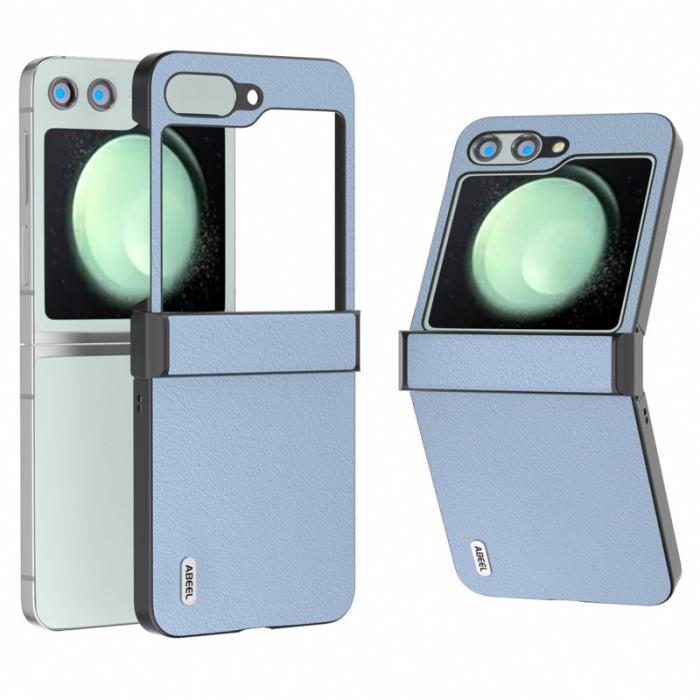 ABEEL - ABEEL Samsung Galaxy Z Flip5 Fodral Äkta Läder Blå