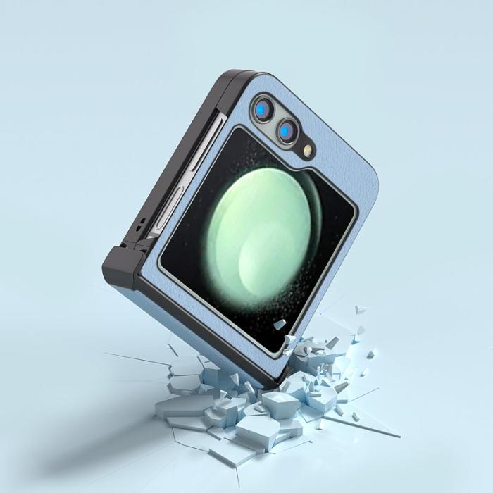 ABEEL - ABEEL Samsung Galaxy Z Flip5 Fodral Äkta Läder Blå