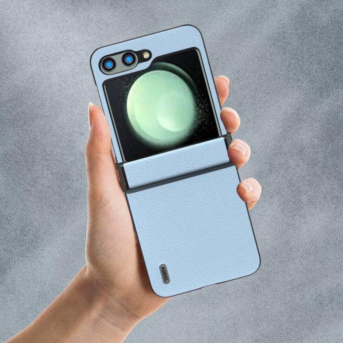 ABEEL - ABEEL Samsung Galaxy Z Flip5 Fodral Äkta Läder Blå
