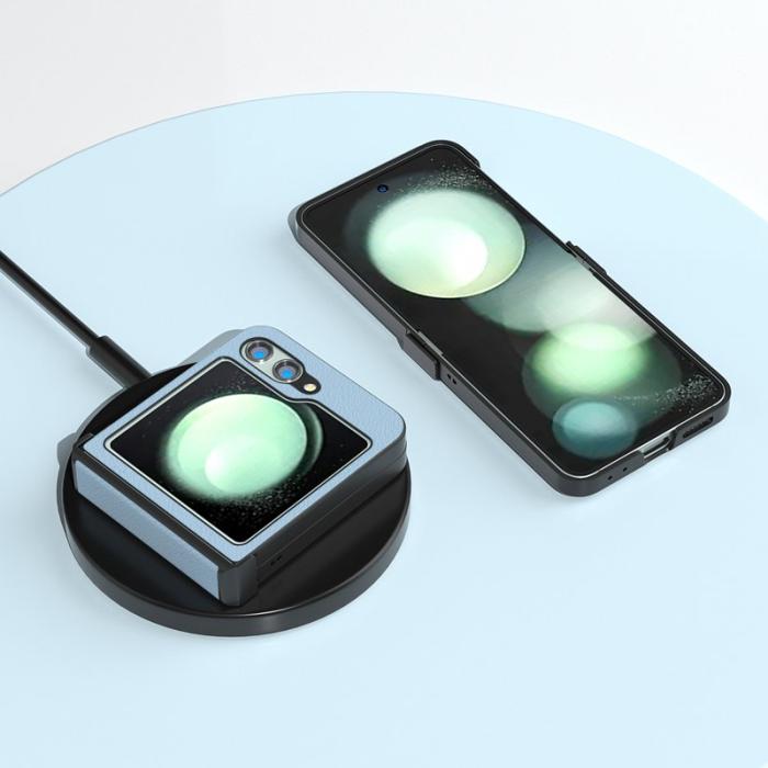 ABEEL - ABEEL Samsung Galaxy Z Flip5 Fodral Äkta Läder Blå