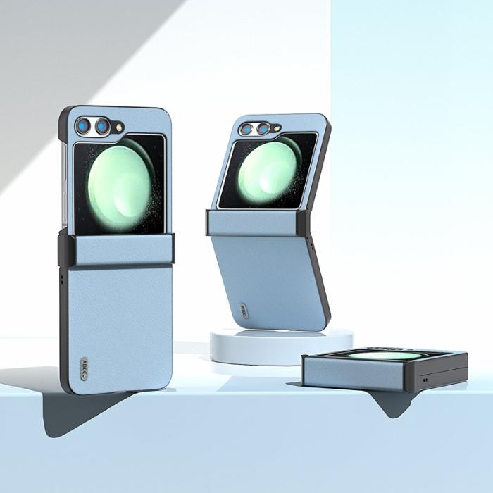 ABEEL - ABEEL Samsung Galaxy Z Flip5 Fodral Äkta Läder Blå