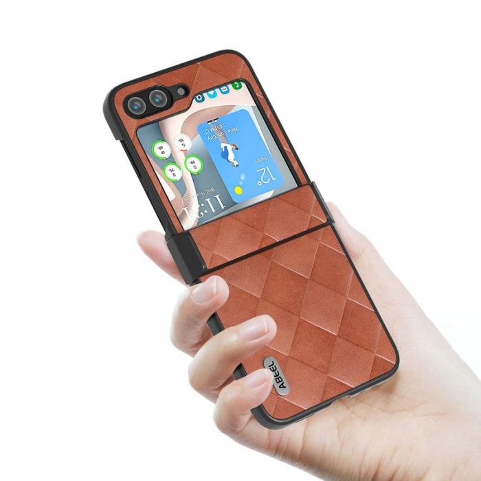 ABEEL - ABEEL Samsung Galaxy Z Flip5 Fodral Grid Textur Brun