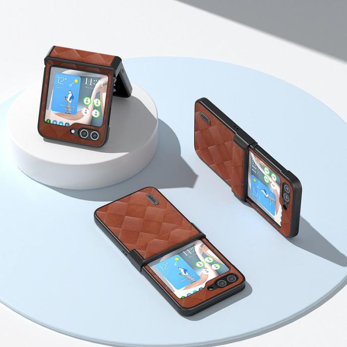 ABEEL - ABEEL Samsung Galaxy Z Flip5 Fodral Grid Textur Brun