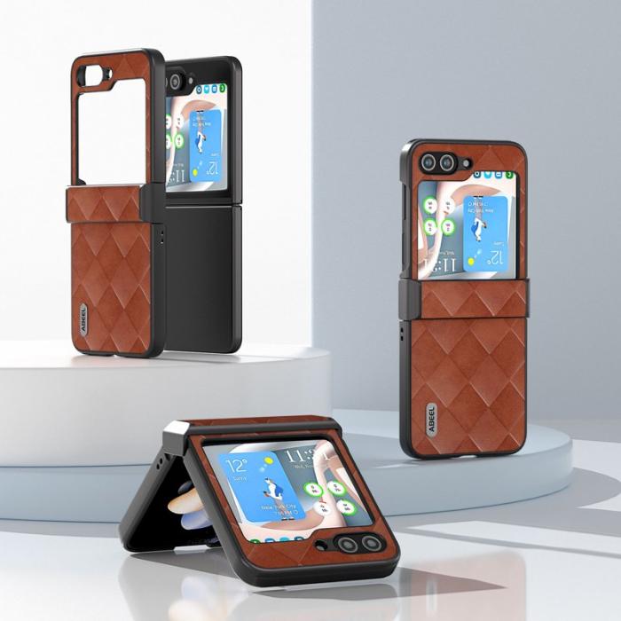 ABEEL - ABEEL Samsung Galaxy Z Flip5 Fodral Grid Textur Brun