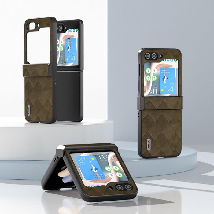 ABEEL - ABEEL Samsung Galaxy Z Flip5 Fodral Grid Textur Grön