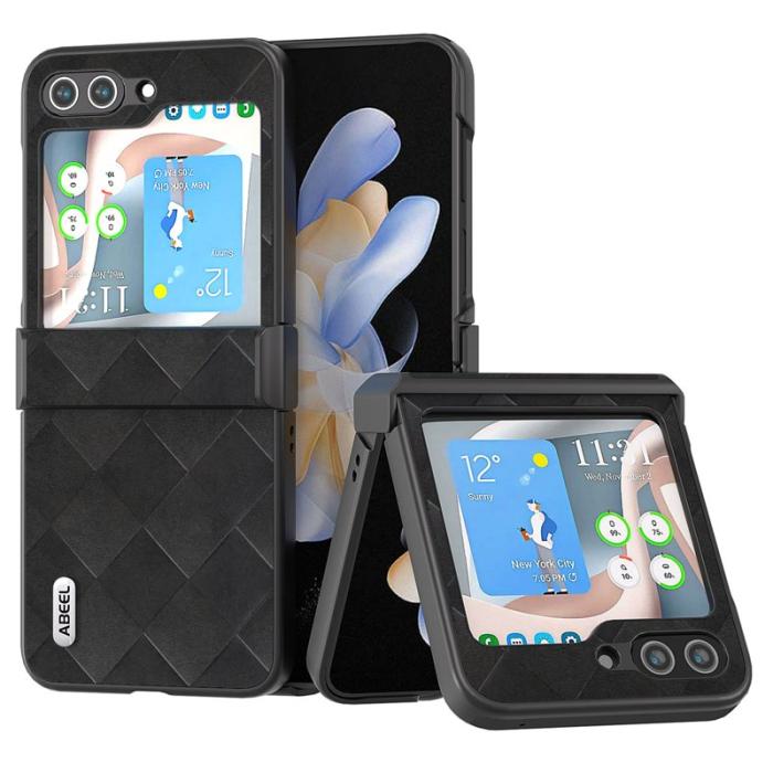 ABEEL - ABEEL Samsung Galaxy Z Flip5 Fodral Grid Textur Svart