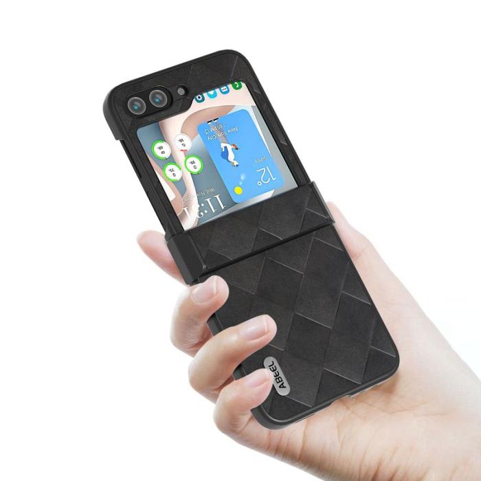 ABEEL - ABEEL Samsung Galaxy Z Flip5 Fodral Grid Textur Svart
