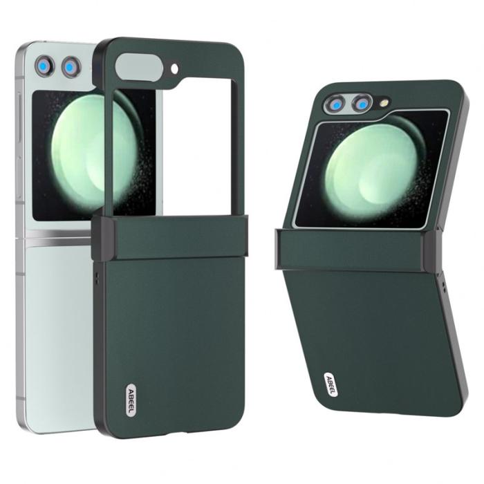 ABEEL - ABEEL Samsung Galaxy Z Flip5 Fodral Hinge Skydd Äkta Läder Grön