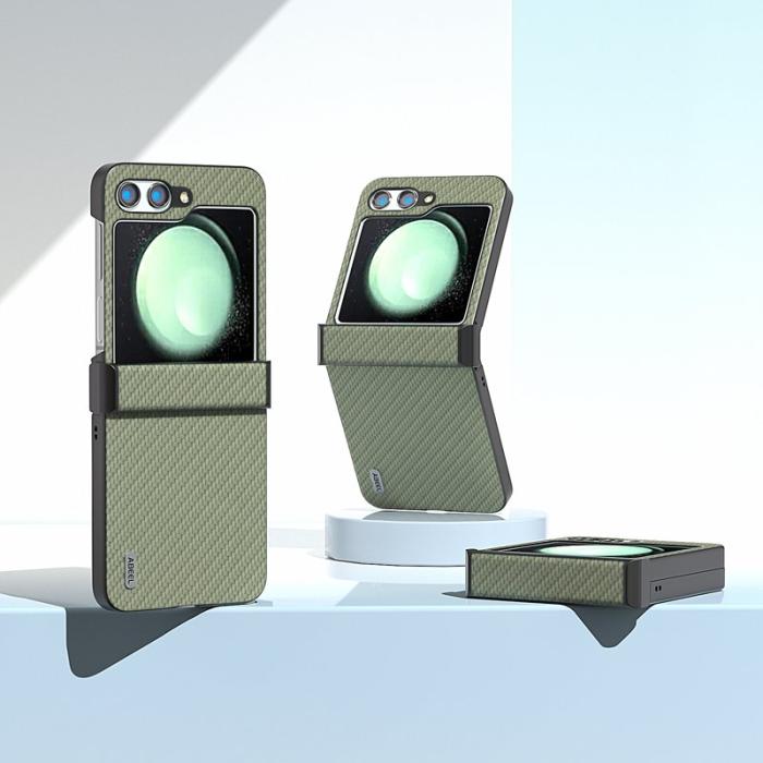 ABEEL - ABEEL Samsung Galaxy Z Flip5 Fodral Hinge Skydd Kolfiber Ljusgrön