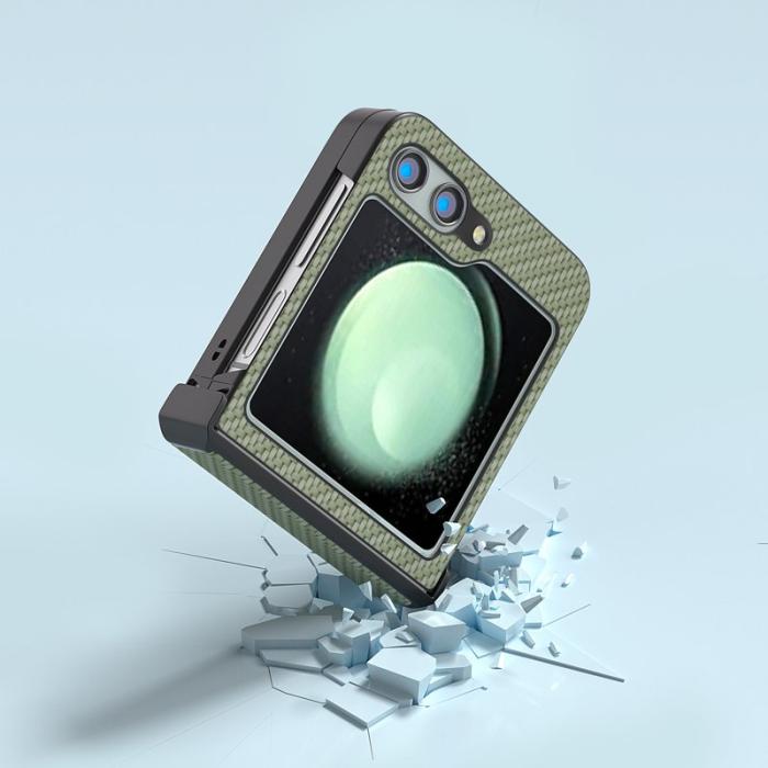 ABEEL - ABEEL Samsung Galaxy Z Flip5 Fodral Hinge Skydd Kolfiber Ljusgrön