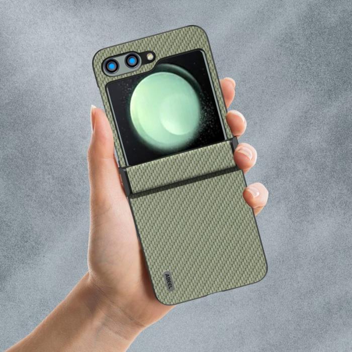 ABEEL - ABEEL Samsung Galaxy Z Flip5 Fodral Hinge Skydd Kolfiber Ljusgrön