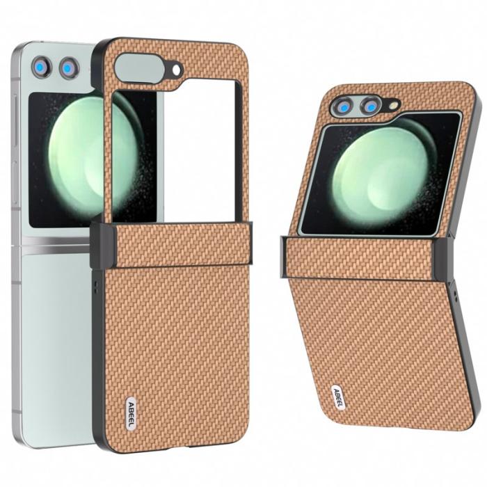 ABEEL - ABEEL Samsung Galaxy Z Flip5 Fodral Hinge Skydd Kolfiber Ljusgul