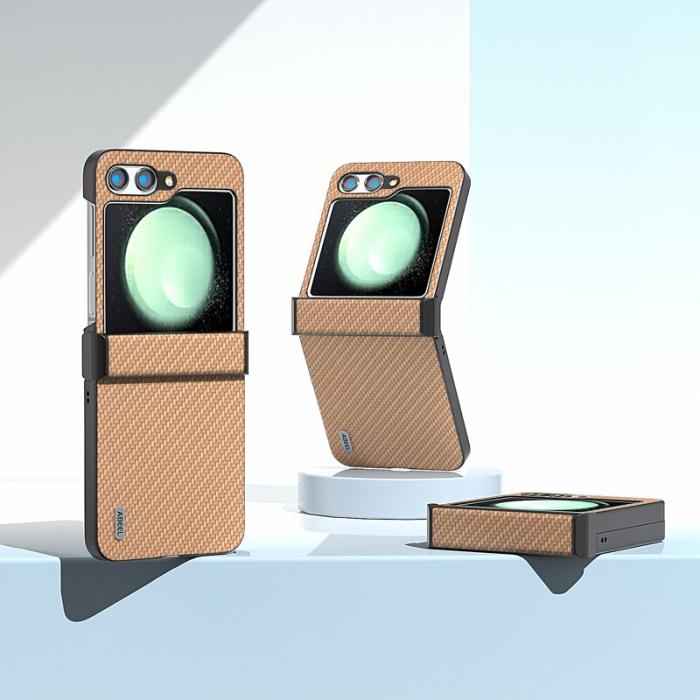 ABEEL - ABEEL Samsung Galaxy Z Flip5 Fodral Hinge Skydd Kolfiber Ljusgul