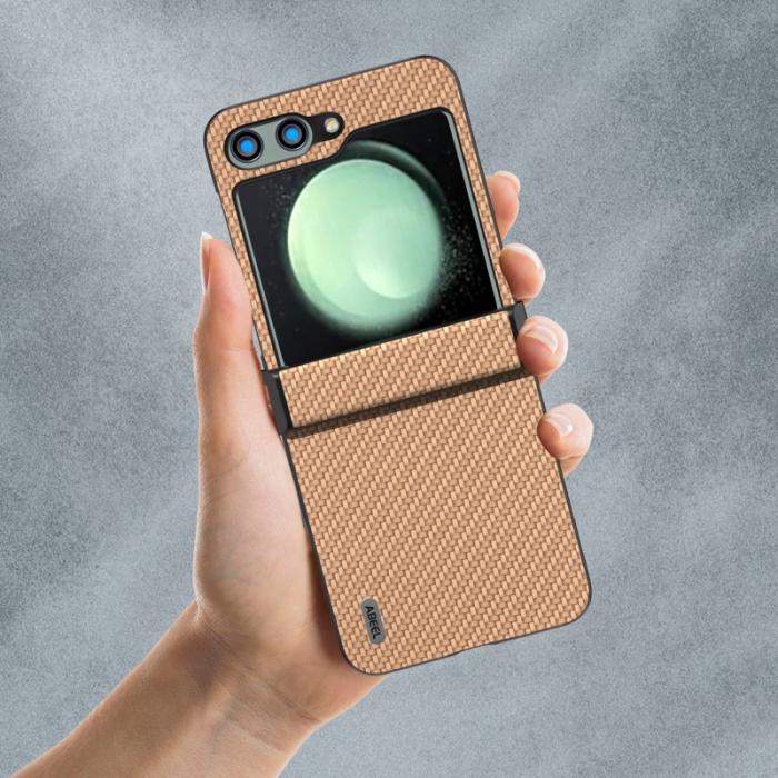 ABEEL - ABEEL Samsung Galaxy Z Flip5 Fodral Hinge Skydd Kolfiber Ljusgul