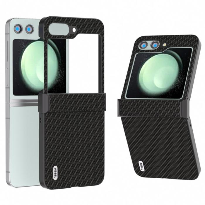 ABEEL - ABEEL Samsung Galaxy Z Flip5 Fodral Hinge Skydd Kolfiber Svart