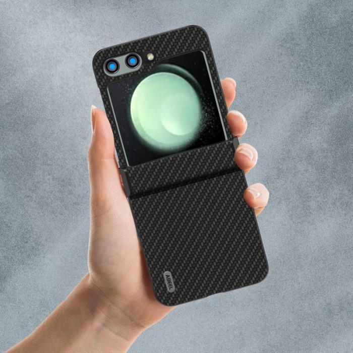 ABEEL - ABEEL Samsung Galaxy Z Flip5 Fodral Hinge Skydd Kolfiber Svart