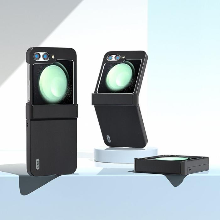 ABEEL - ABEEL Samsung Galaxy Z Flip5 Fodral Hinge Skydd Läder Svart