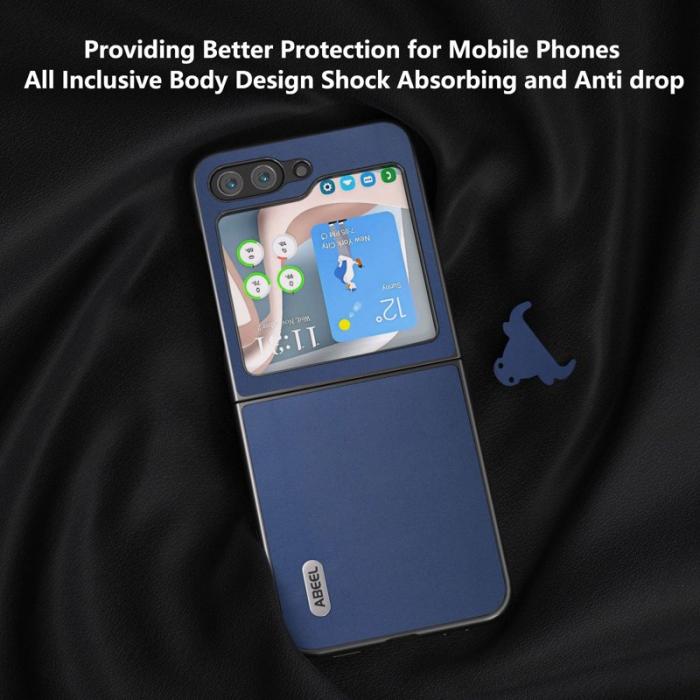 ABEEL - ABEEL Samsung Galaxy Z Flip5 Fodral i äkta läder - Blå