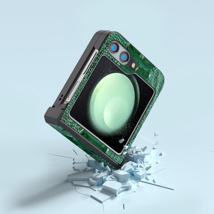 ABEEL - ABEEL Samsung Galaxy Z Flip5 Fodral Krokodiltextur Grön