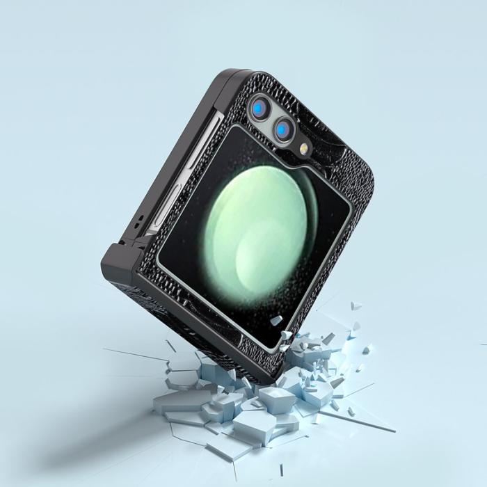 ABEEL - ABEEL Samsung Galaxy Z Flip5 Fodral Krokodiltextur Svart