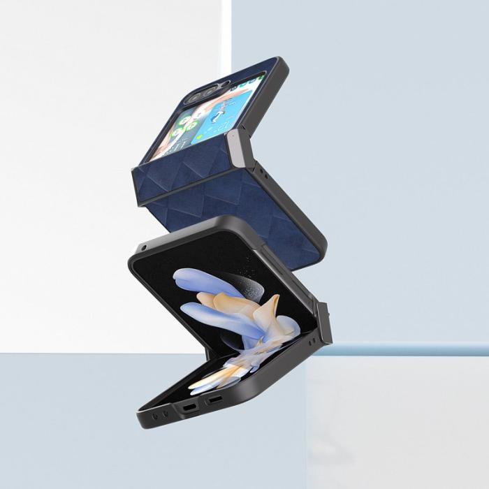 ABEEL - ABEEL Samsung Galaxy Z Flip5 Fodral Konstläder Blå