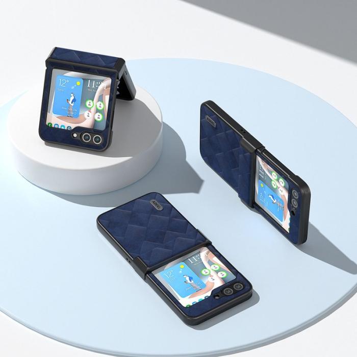 ABEEL - ABEEL Samsung Galaxy Z Flip5 Fodral Konstläder Blå