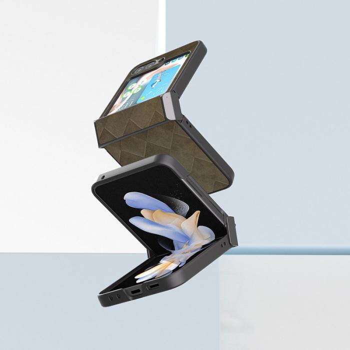 ABEEL - ABEEL Samsung Galaxy Z Flip5 Fodral Läder Grön