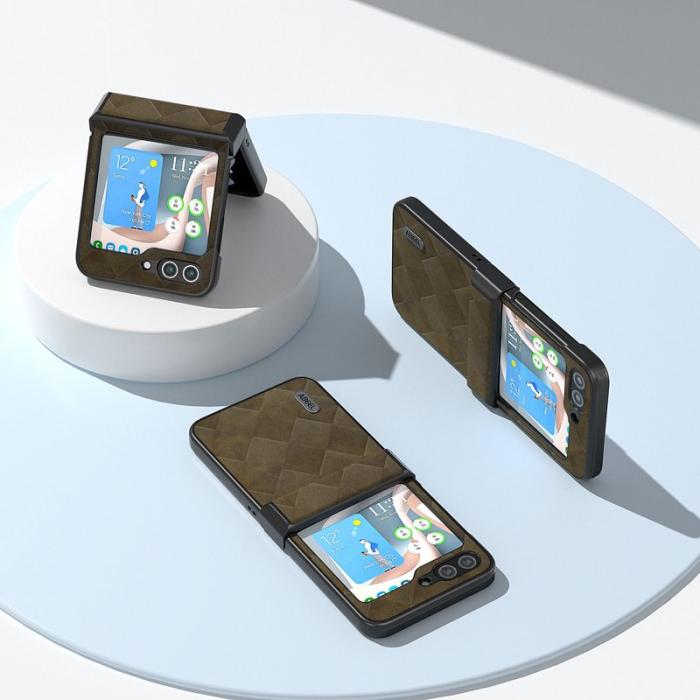 ABEEL - ABEEL Samsung Galaxy Z Flip5 Fodral Läder Grön