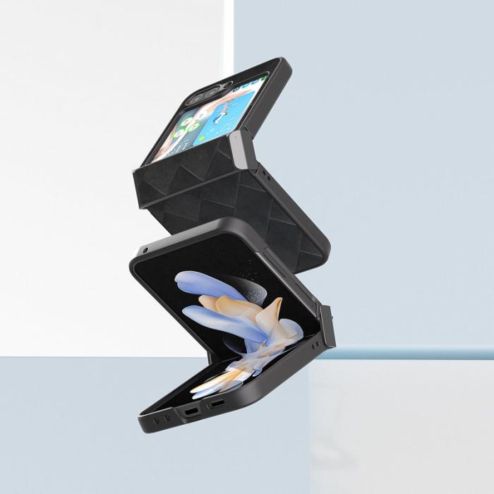 ABEEL - ABEEL Samsung Galaxy Z Flip5 Fodral Läder Svart