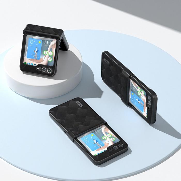 ABEEL - ABEEL Samsung Galaxy Z Flip5 Fodral Läder Svart
