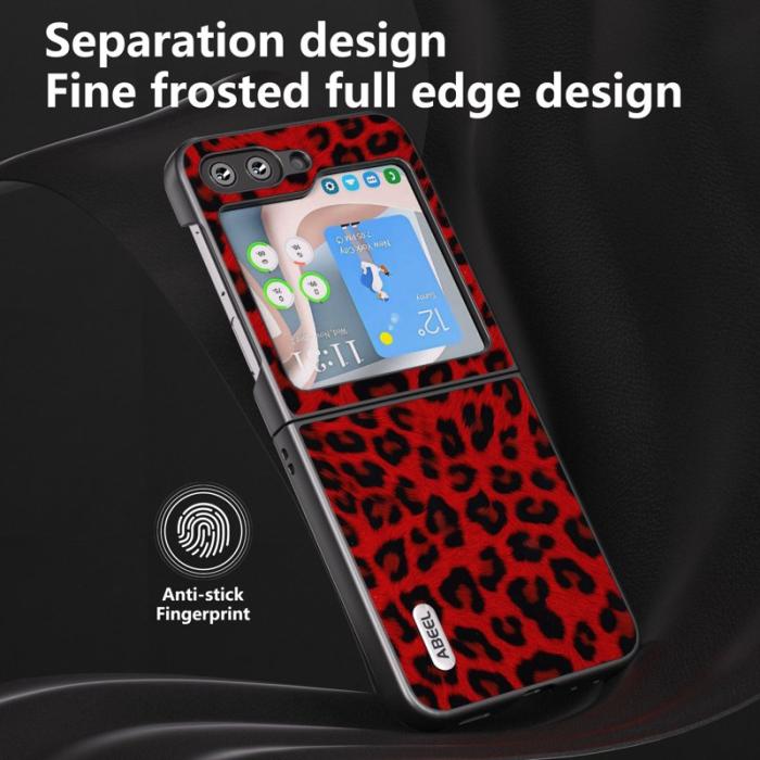 ABEEL - ABEEL Samsung Galaxy Z Flip5 Fodral Leopardmönster Röd