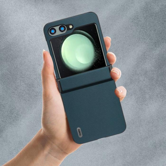 ABEEL - ABEEL Samsung Galaxy Z Flip5 Fodral Nappa Textur Grön