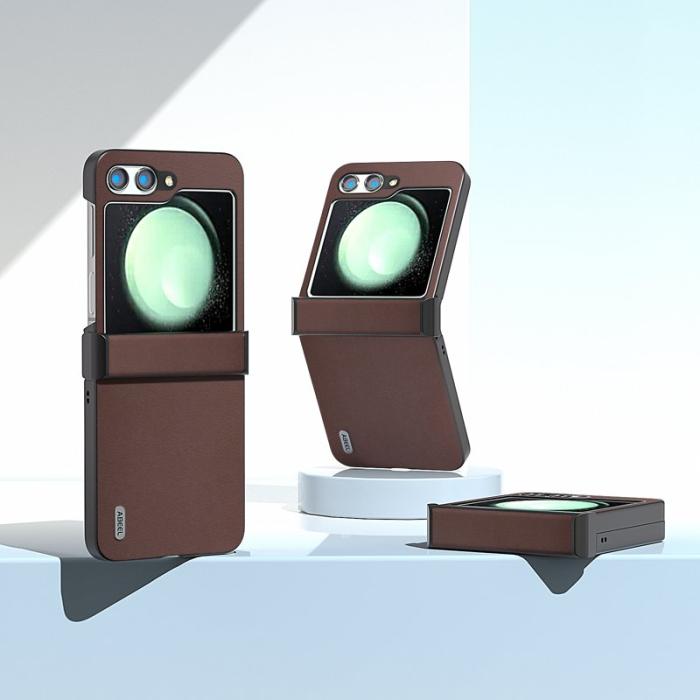 ABEEL - ABEEL Samsung Galaxy Z Flip5 Fodral Nappa Textur Kaffe