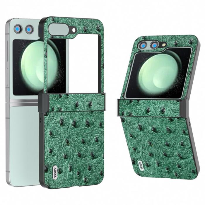 ABEEL - ABEEL Samsung Galaxy Z Flip5 Fodral Ostrich Textur Grön