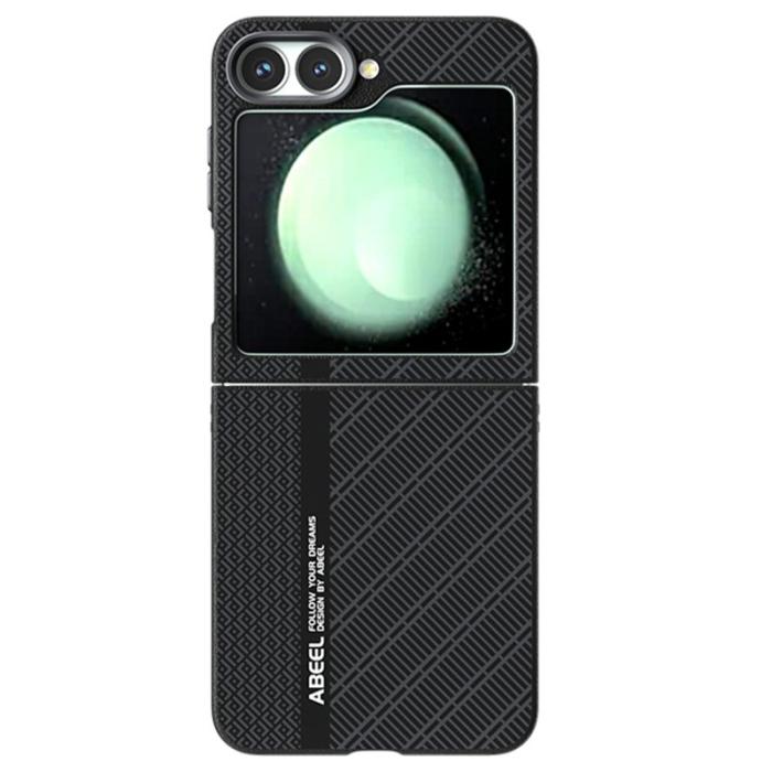 ABEEL - ABEEL Samsung Galaxy Z Flip5 Fodral PC + Aluminium + PU Läder - Textur 3