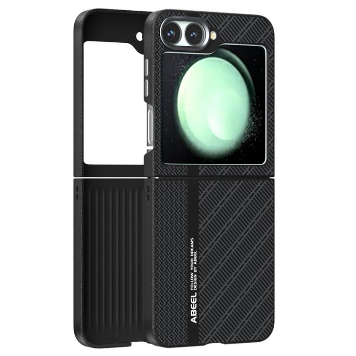ABEEL - ABEEL Samsung Galaxy Z Flip5 Fodral PC + Aluminium + PU Läder - Textur 3