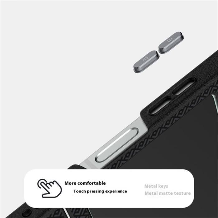 ABEEL - ABEEL Samsung Galaxy Z Flip5 Fodral PC + Aluminium + PU Läder - Textur 3