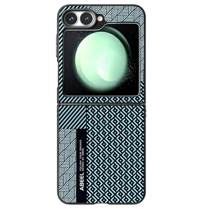 ABEEL - ABEEL Samsung Galaxy Z Flip5 Fodral PC + Aluminium + PU Läder - Textur 4
