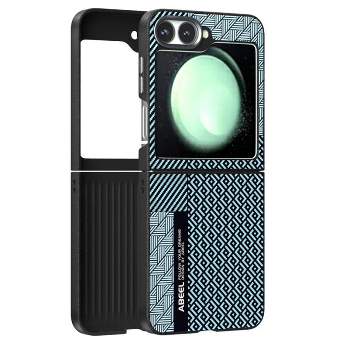 ABEEL - ABEEL Samsung Galaxy Z Flip5 Fodral PC + Aluminium + PU Läder - Textur 4