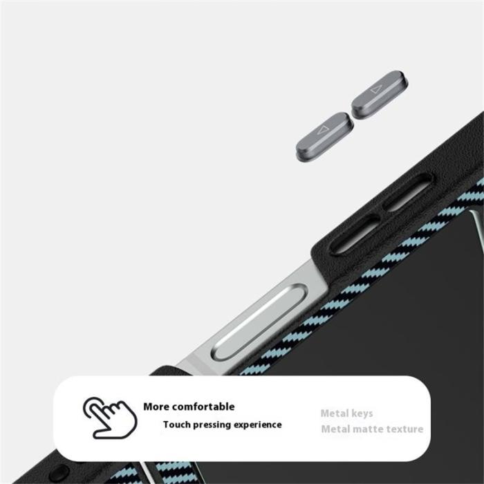 ABEEL - ABEEL Samsung Galaxy Z Flip5 Fodral PC + Aluminium + PU Läder - Textur 4