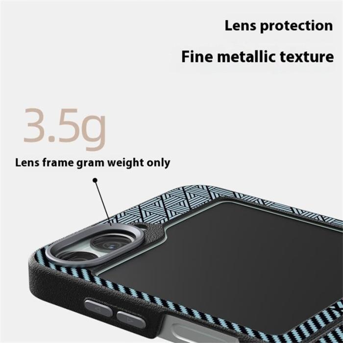 ABEEL - ABEEL Samsung Galaxy Z Flip5 Fodral PC + Aluminium + PU Läder - Textur 4