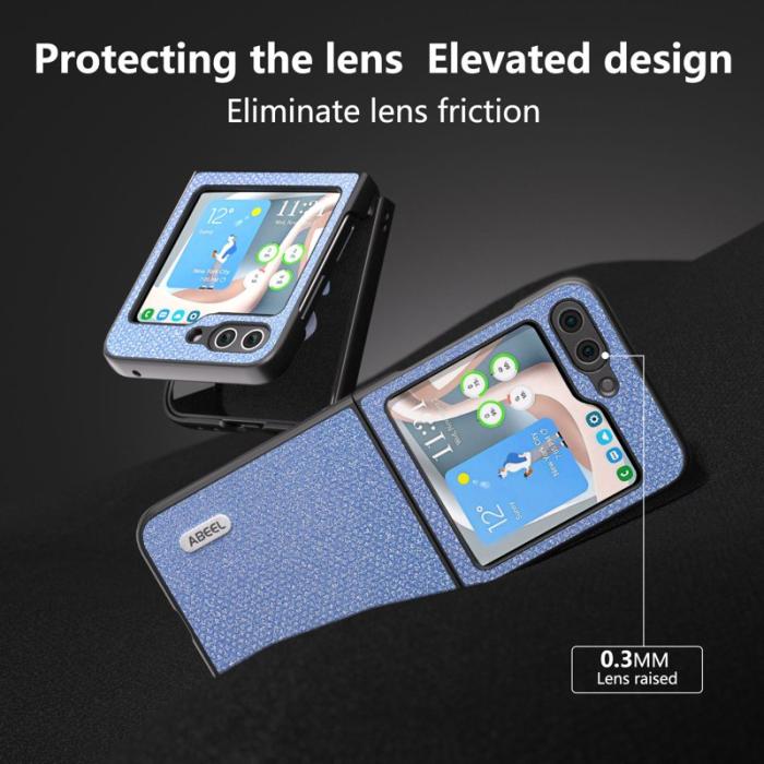 ABEEL - ABEEL Samsung Galaxy Z Flip5 Fodral PU Läder Blå