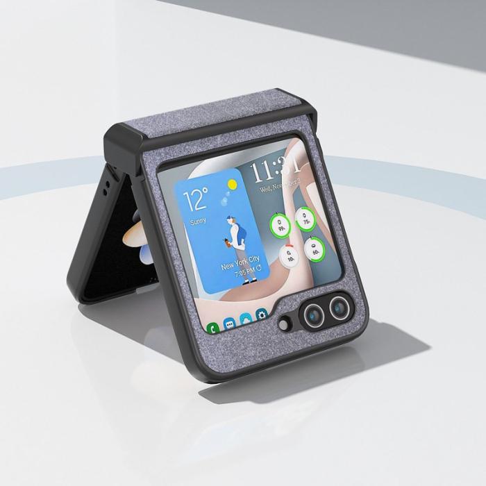 ABEEL - ABEEL Samsung Galaxy Z Flip5 Fodral PU Läder Glittrig Svart