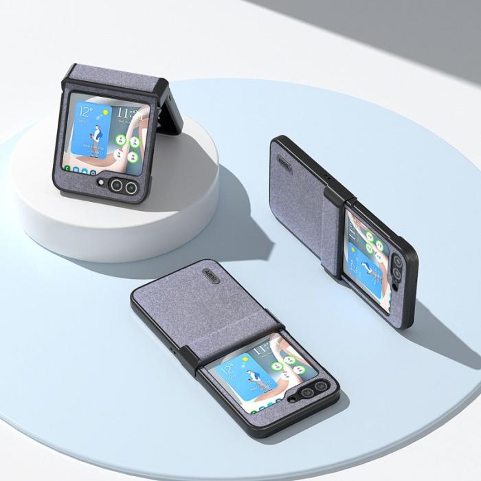 ABEEL - ABEEL Samsung Galaxy Z Flip5 Fodral PU Läder Glittrig Svart