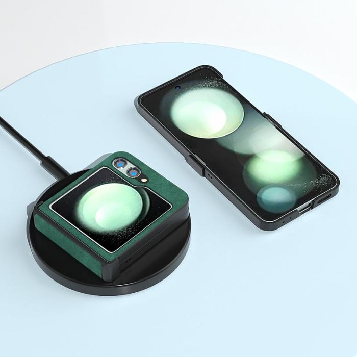 ABEEL - ABEEL Samsung Galaxy Z Flip5 Fodral PU Läder Grön