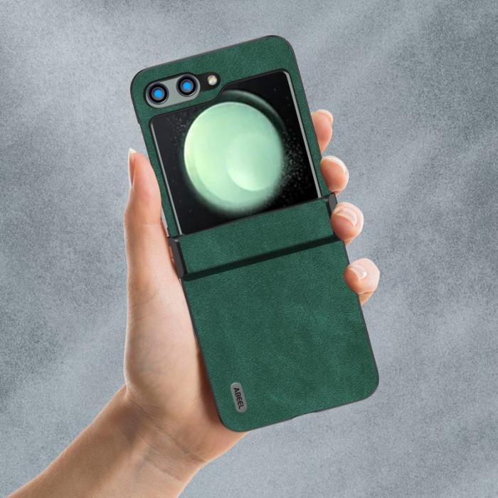 ABEEL - ABEEL Samsung Galaxy Z Flip5 Fodral PU Läder Grön