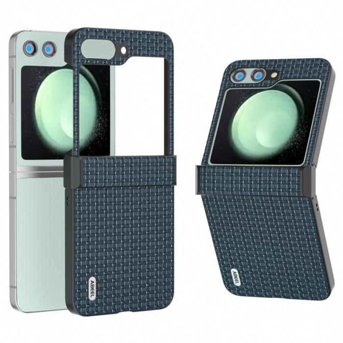 ABEEL - ABEEL Samsung Galaxy Z Flip5 Fodral PU Läder + Hård PC Blå