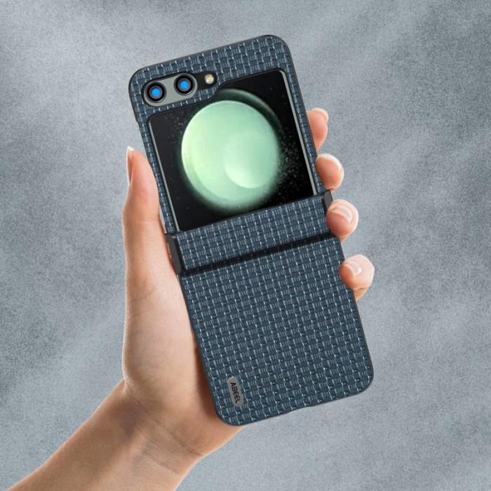 ABEEL - ABEEL Samsung Galaxy Z Flip5 Fodral PU Läder + Hård PC Blå