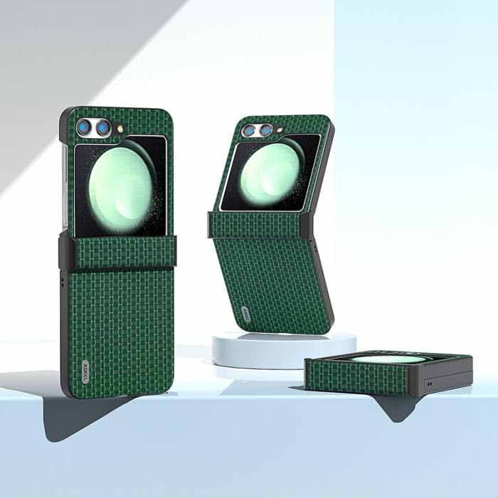 ABEEL - ABEEL Samsung Galaxy Z Flip5 Fodral PU Läder + Hård PC Grön